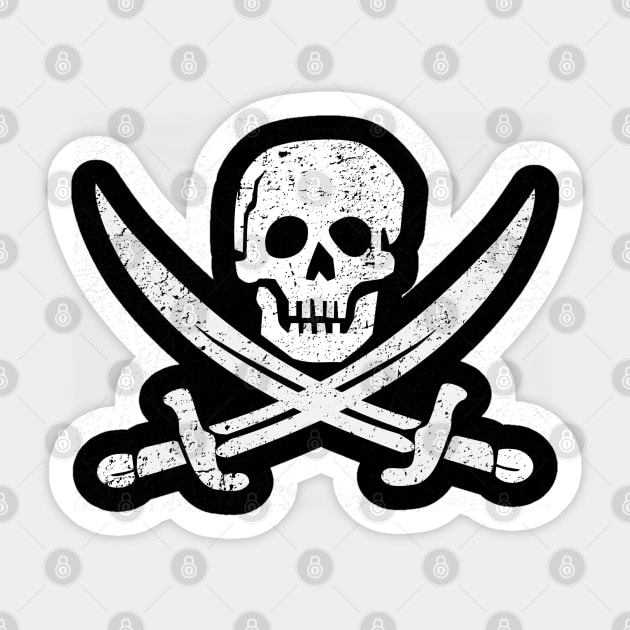 Pirate Jolly Roger distressed Sticker by hauntedjack